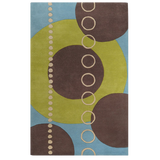 4' Square Forum Plush Pile Contemporary Hand Tufted - Wool Square 100% Wool Rug Moss Moss, Slate Blue, Mulled Wine, Desert Sand